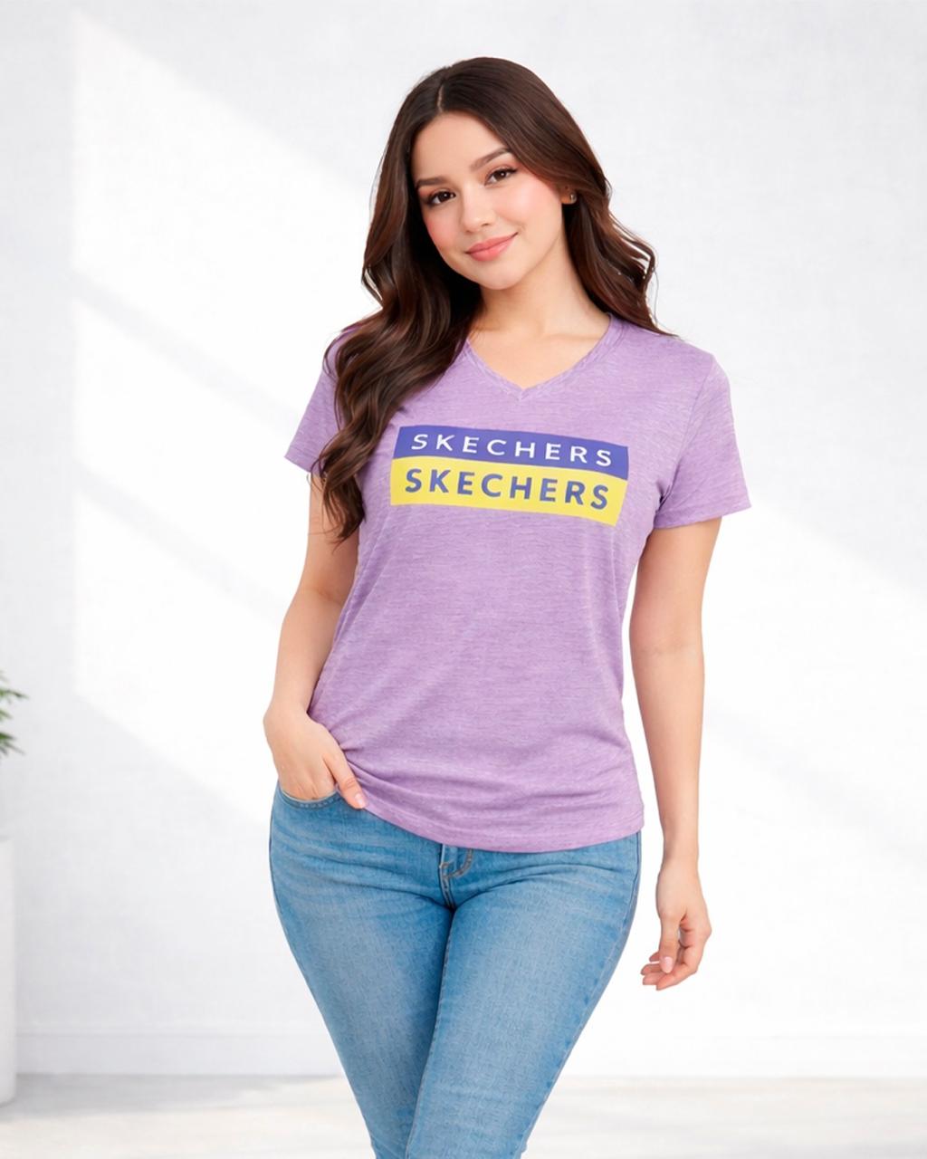 Blusa serigrafia cuello v Skechers